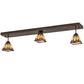 Meyda Lighting Sierra Prairie Mission 46" 3-Light Exterior Oil Rubbed Bronze Island Flush Mount Light With Beige & Blue Stained Shade Glass