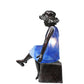 Meyda Lighting Silhouette 10" Solid Brass Passing Time Accent Table Lamp With Blue Shade