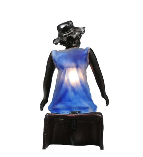 Meyda Lighting Silhouette 10" Solid Brass Passing Time Accent Table Lamp With Blue Shade