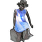 Meyda Lighting Silhouette 10" Solid Brass Passing Time Accent Table Lamp With Blue Shade
