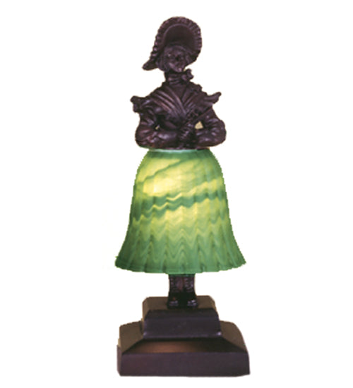 Meyda Lighting Silhouette 14" Mahogany Bronze Prairie Lady Accent Table Lamp With Green Shade Glass