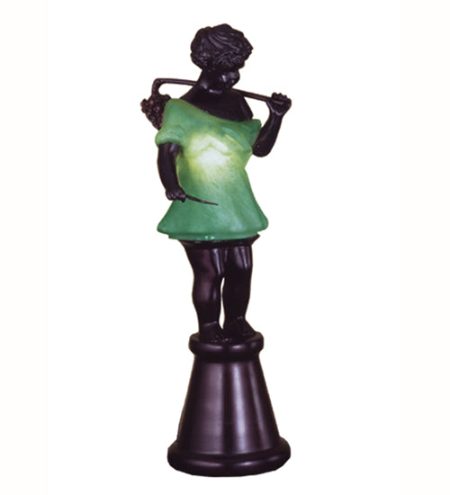 Meyda Lighting Silhouette 16" Mahogany Bronze Bacchus Boy Accent Table Lamp With Green Shade Glass