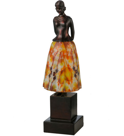 Meyda Lighting Silhouette 16" Mahogany Bronze Jayne Swayne Accent Table Lamp With Multi-Colored Shade Glass