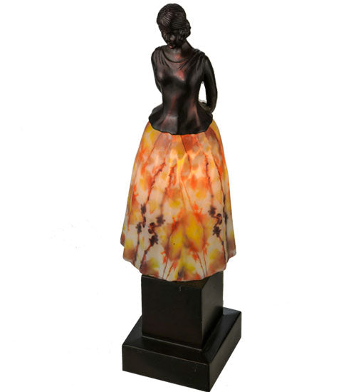 Meyda Lighting Silhouette 16" Mahogany Bronze Jayne Swayne Accent Table Lamp With Multi-Colored Shade Glass