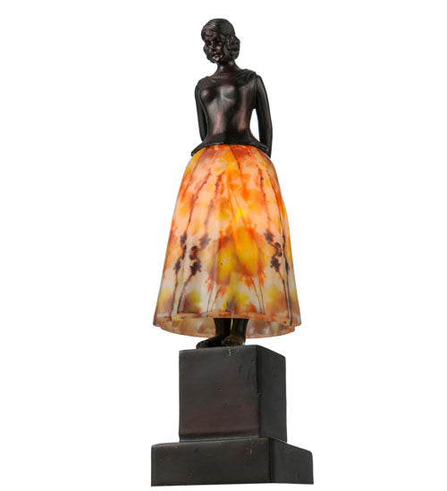 Meyda Lighting Silhouette 16" Mahogany Bronze Jayne Swayne Accent Table Lamp With Multi-Colored Shade Glass