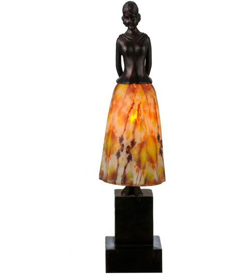 Meyda Lighting Silhouette 16" Mahogany Bronze Jayne Swayne Accent Table Lamp With Multi-Colored Shade Glass