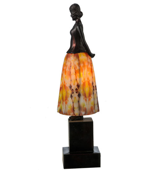 Meyda Lighting Silhouette 16" Mahogany Bronze Jayne Swayne Accent Table Lamp With Multi-Colored Shade Glass
