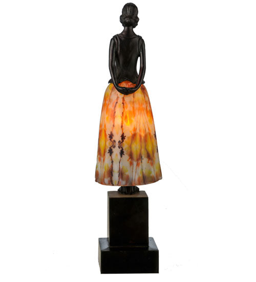 Meyda Lighting Silhouette 16" Mahogany Bronze Jayne Swayne Accent Table Lamp With Multi-Colored Shade Glass