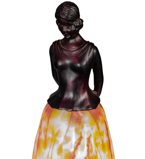 Meyda Lighting Silhouette 16" Mahogany Bronze Jayne Swayne Accent Table Lamp With Multi-Colored Shade Glass