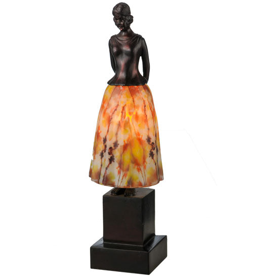 Meyda Lighting Silhouette 16" Mahogany Bronze Jayne Swayne Accent Table Lamp With Multi-Colored Shade Glass