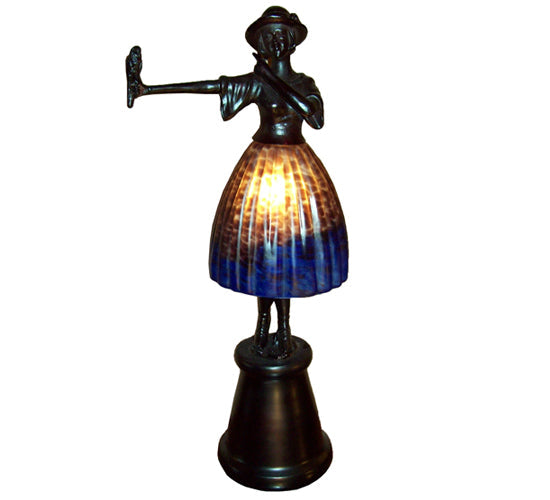Meyda Lighting Silhouette 16" Mahogany Bronze Polly Accent Table Lamp With Purple & Blue Shade Glass