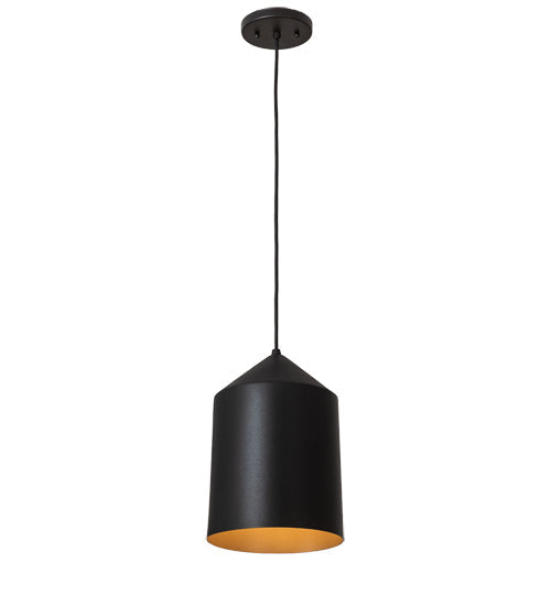 Meyda Lighting Silo 9" Black Textured & Champagne Metallic Pendant Light