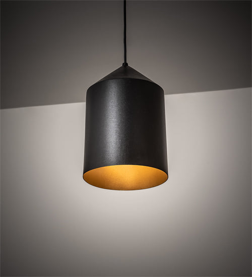 Meyda Lighting Silo 9" Black Textured & Champagne Metallic Pendant Light