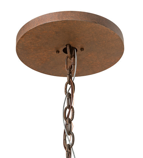 Meyda Lighting Silverton 54" 16-Light Rusty Nail & Vintage Copper Chandelier With Beige Sahara Taupe & Fleshtone Idalight Shade
