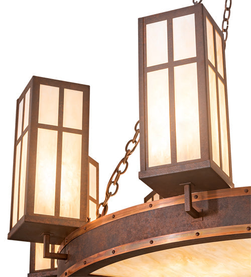 Meyda Lighting Silverton 54" 16-Light Rusty Nail & Vintage Copper Chandelier With Beige Sahara Taupe & Fleshtone Idalight Shade