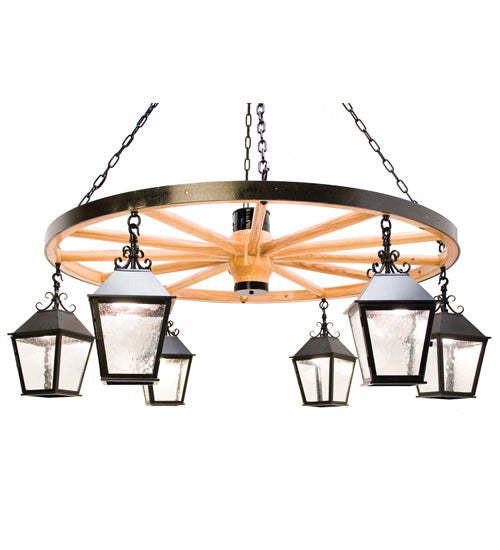 Meyda Lighting Silverton 58" 6-Light Blackwash Chandelier With Clear Seeded Shade Glass
