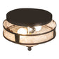 Meyda Lighting Simple 13" 2-Light Rust Over Wrought Iron Flush Mount Light With Silver Mica Shade Glass