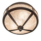 Meyda Lighting Simple 13" 2-Light Rust Over Wrought Iron Flush Mount Light With Silver Mica Shade Glass