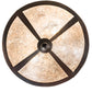 Meyda Lighting Simple 13" 2-Light Rust Over Wrought Iron Flush Mount Light With Silver Mica Shade Glass