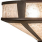 Meyda Lighting Simple 13" 2-Light Rust Over Wrought Iron Flush Mount Light With Silver Mica Shade Glass
