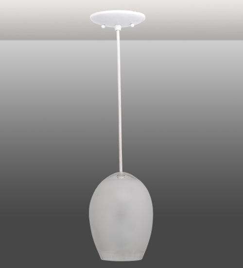 Meyda Lighting Sitka 6" White Mini Pendant Light With Frosted White Shade Glass