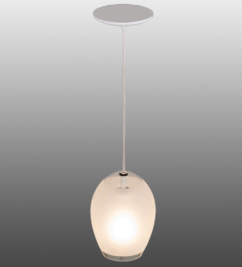 Meyda Lighting Sitka 6" White Mini Pendant Light With Frosted White Shade Glass