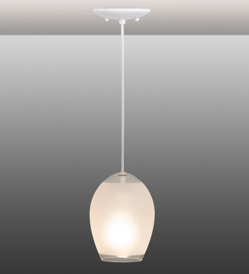 Meyda Lighting Sitka 6" White Mini Pendant Light With Frosted White Shade Glass
