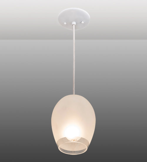 Meyda Lighting Sitka 6" White Mini Pendant Light With Frosted White Shade Glass