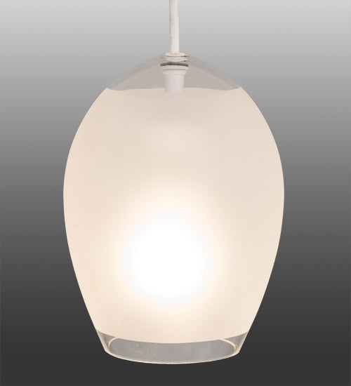 Meyda Lighting Sitka 6" White Mini Pendant Light With Frosted White Shade Glass