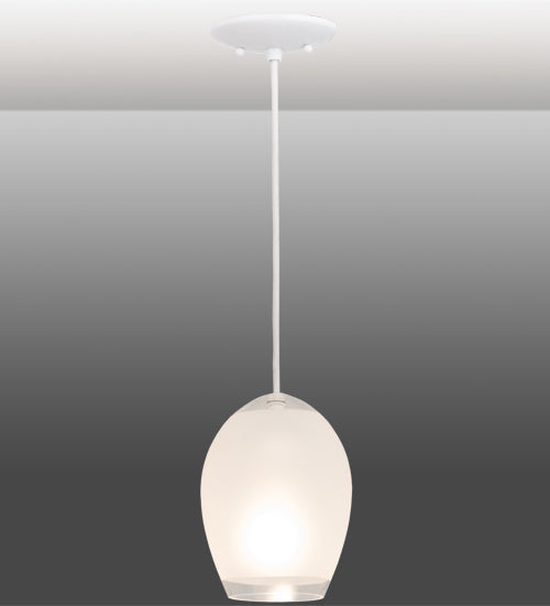 Meyda Lighting Sitka 6" White Mini Pendant Light With Frosted White Shade Glass