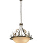 Meyda Lighting Ski Adventure 30" 4-Light Antique Copper Inverted Pendant Light With Beige Shade