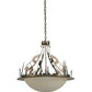 Meyda Lighting Ski Adventure 30" 4-Light Antique Copper Inverted Pendant Light With Beige Shade