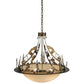 Meyda Lighting Ski Adventure 30" 4-Light Antique Copper Inverted Pendant Light With Beige Shade