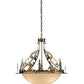 Meyda Lighting Ski Adventure 30" 4-Light Antique Copper Inverted Pendant Light With Beige Shade