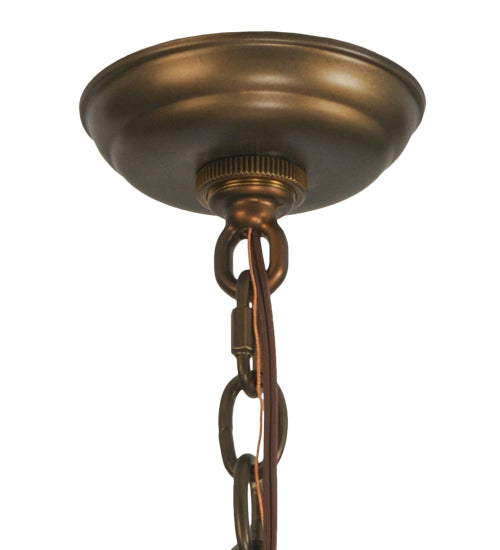 Meyda Lighting Ski Adventure 30" 4-Light Antique Copper Inverted Pendant Light With Beige Shade