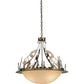 Meyda Lighting Ski Adventure 30" 4-Light Antique Copper Inverted Pendant Light With Beige Shade