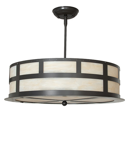 Meyda Lighting Smythe 22" 4-Light Timeless Bronze Pendant Light With Beige Sahara Taupe Idalight Shade