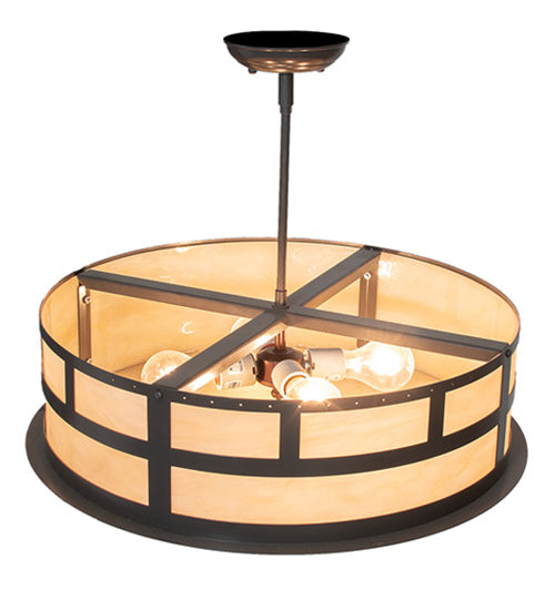 Meyda Lighting Smythe 22" 4-Light Timeless Bronze Pendant Light With Beige Sahara Taupe Idalight Shade