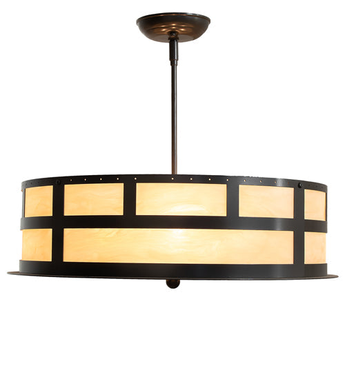 Meyda Lighting Smythe 22" 4-Light Timeless Bronze Pendant Light With Beige Sahara Taupe Idalight Shade
