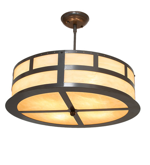 Meyda Lighting Smythe 22" 4-Light Timeless Bronze Pendant Light With Beige Sahara Taupe Idalight Shade