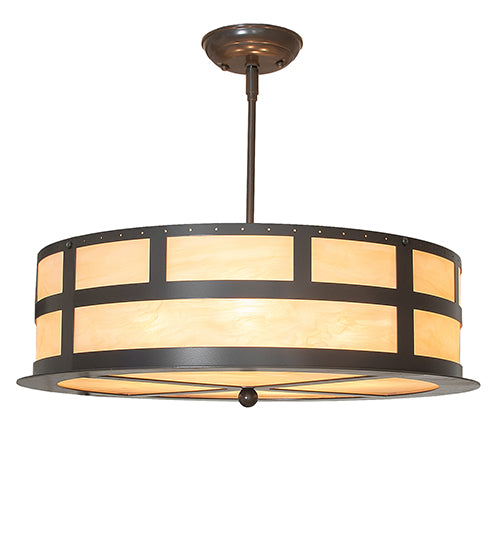 Meyda Lighting Smythe 22" 4-Light Timeless Bronze Pendant Light With Beige Sahara Taupe Idalight Shade