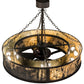 Meyda Lighting Smythe 44" 8-Light Wrought Iron Chandelier With Quarrystone Optyka-Lite Shade and Fan