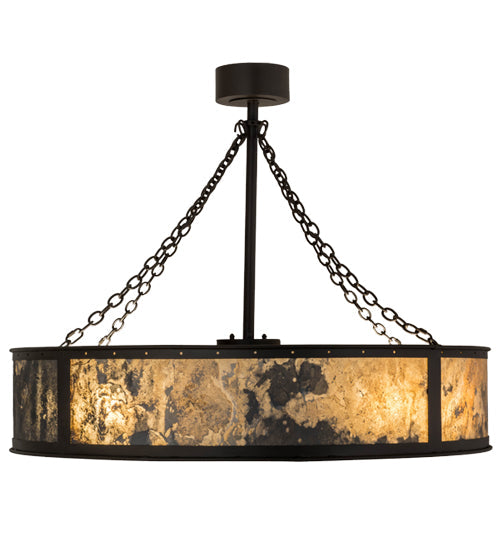 Meyda Lighting Smythe 44" 8-Light Wrought Iron Chandelier With Quarrystone Optyka-Lite Shade and Fan