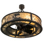 Meyda Lighting Smythe 44" 8-Light Wrought Iron Chandelier With Quarrystone Optyka-Lite Shade and Fan