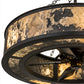 Meyda Lighting Smythe 44" 8-Light Wrought Iron Chandelier With Quarrystone Optyka-Lite Shade and Fan
