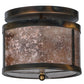 Meyda Lighting Smythe Craftsman 12" 2-Light Dark Burnished Antique Copper Flush Mount Light With Silver Mica Shade Glass