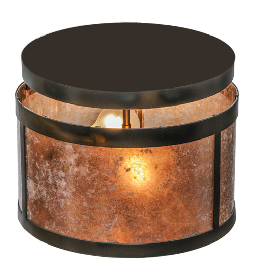 Meyda Lighting Smythe Craftsman 12" 2-Light Dark Burnished Antique Copper Flush Mount Light With Silver Mica Shade Glass