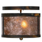Meyda Lighting Smythe Craftsman 12" 2-Light Dark Burnished Antique Copper Flush Mount Light With Silver Mica Shade Glass