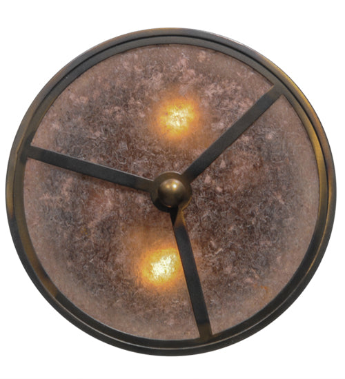 Meyda Lighting Smythe Craftsman 12" 2-Light Dark Burnished Antique Copper Flush Mount Light With Silver Mica Shade Glass