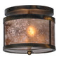 Meyda Lighting Smythe Craftsman 12" 2-Light Dark Burnished Antique Copper Flush Mount Light With Silver Mica Shade Glass